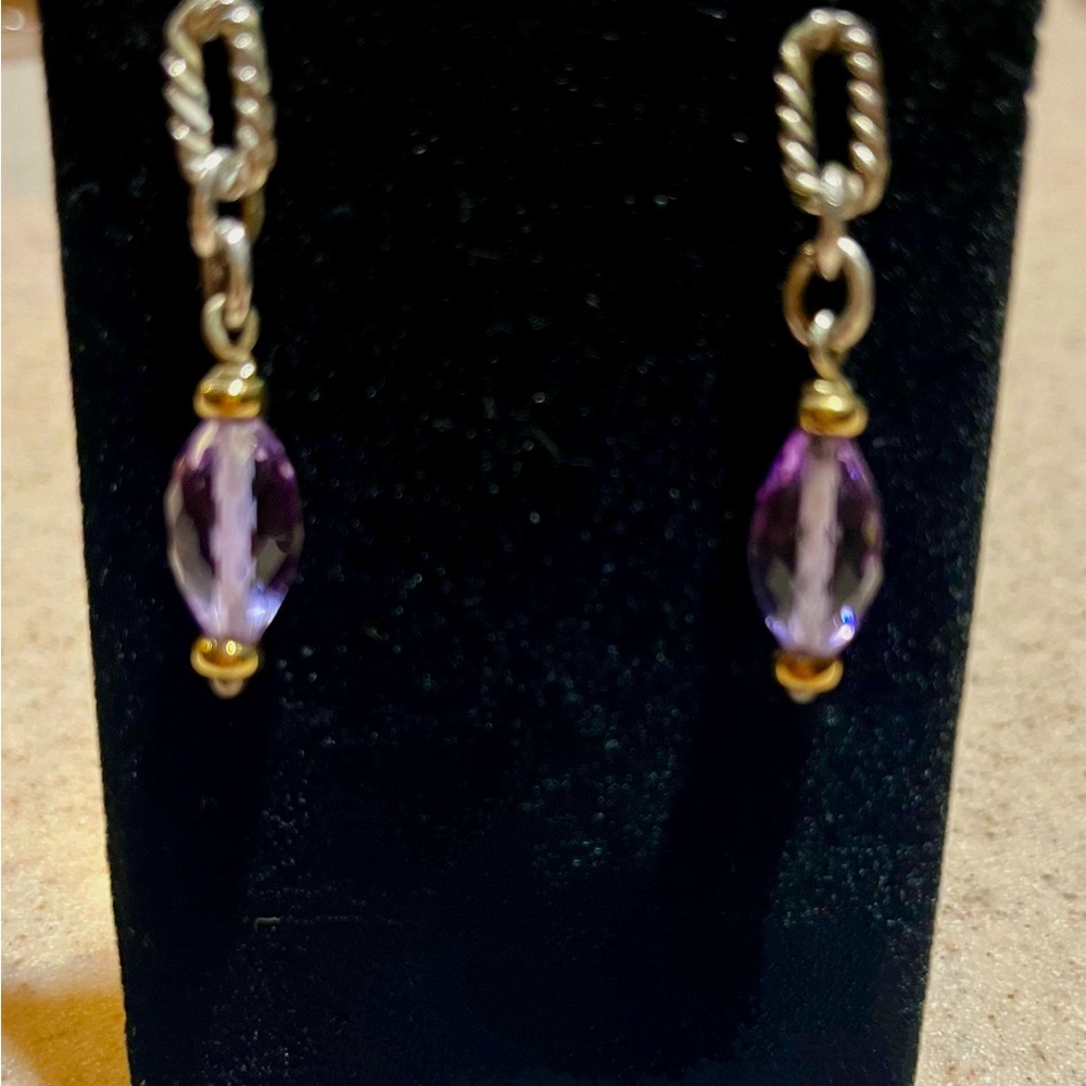 Beautiful David Yurman Dangle Drop Earrings with Amethyst